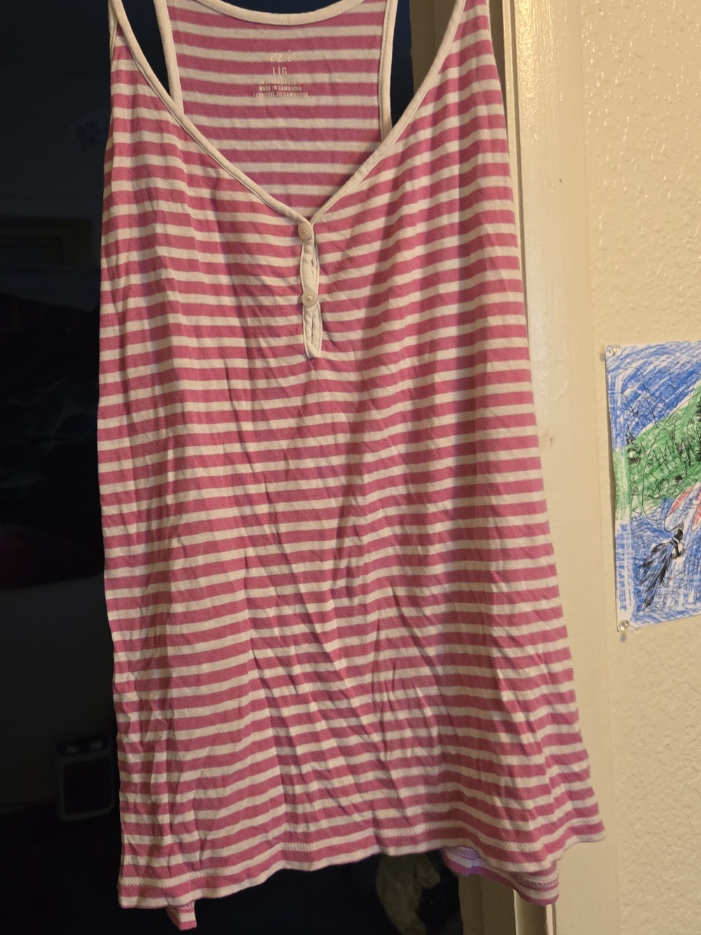 aerie Pink and White Striped Tank Top
